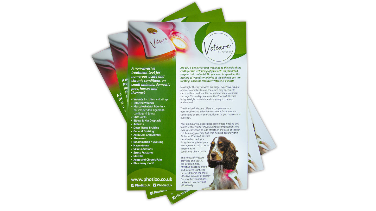 FREE Photizo Vetcare Flyers (pack of 25) for Photizo Listed Practitioners